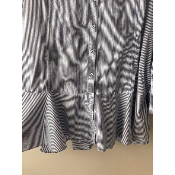 Free People All For You Striped Shirt Dress Blue Size Large Tunic Preppy Cotton - Picture 9 of 11